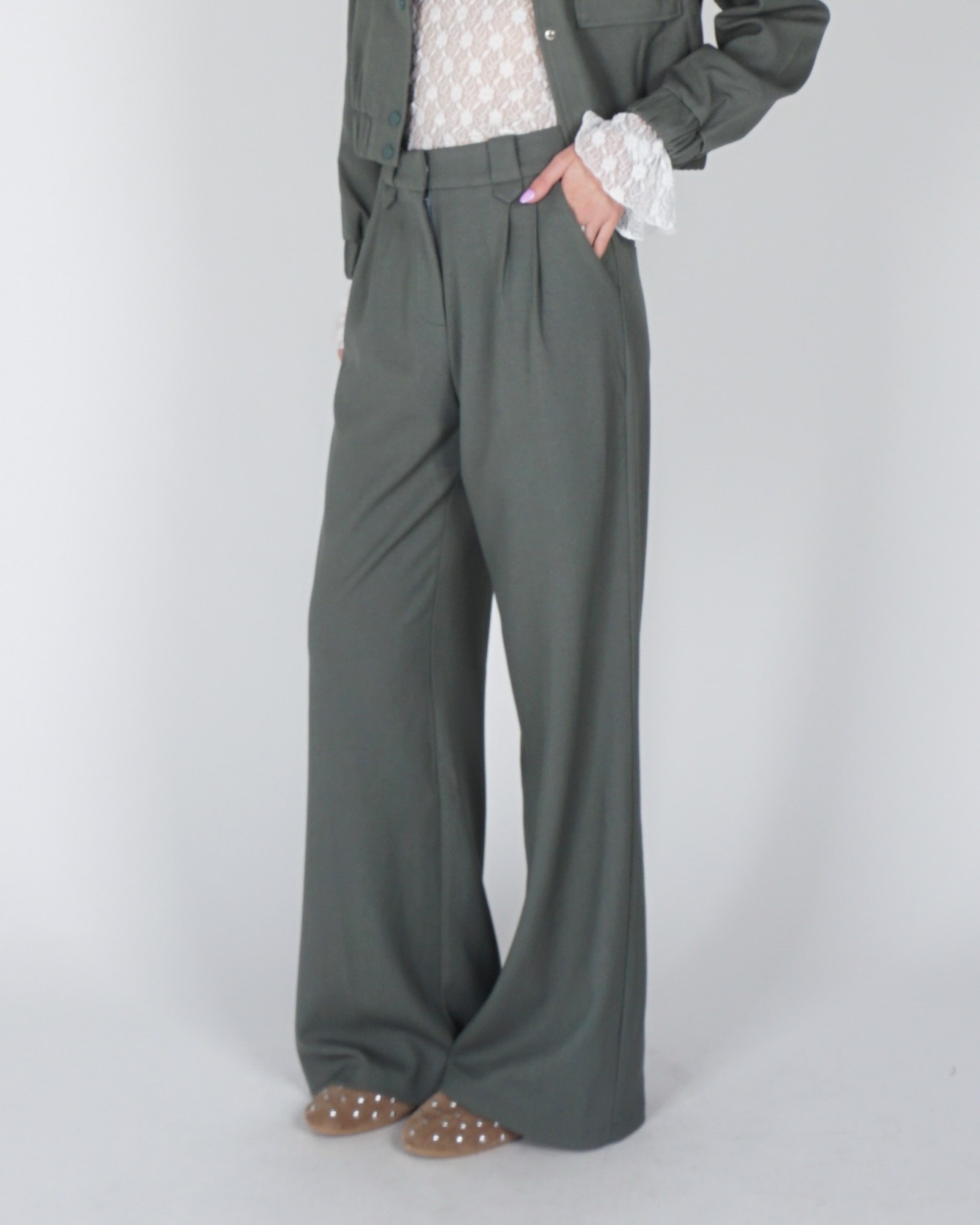 WIDE LEG PANTALON LUCY GROEN