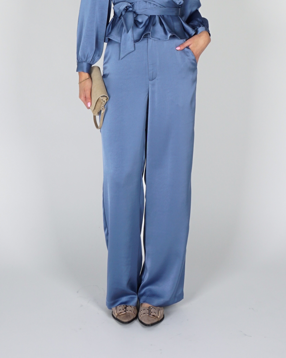 SATIJNEN PANTALON EMMET BLAUW