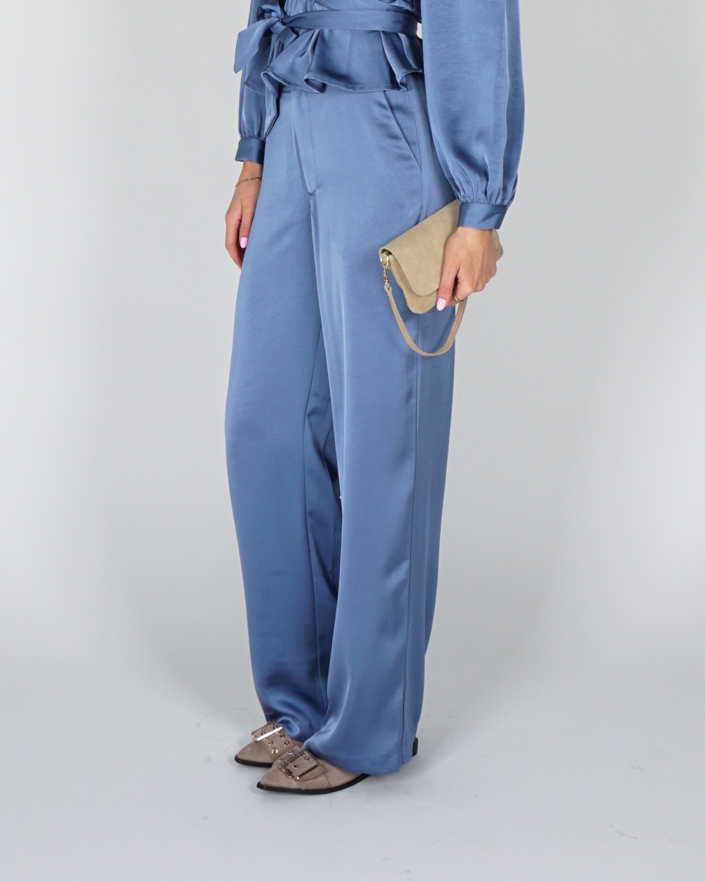 SATIJNEN PANTALON EMMET BLAUW