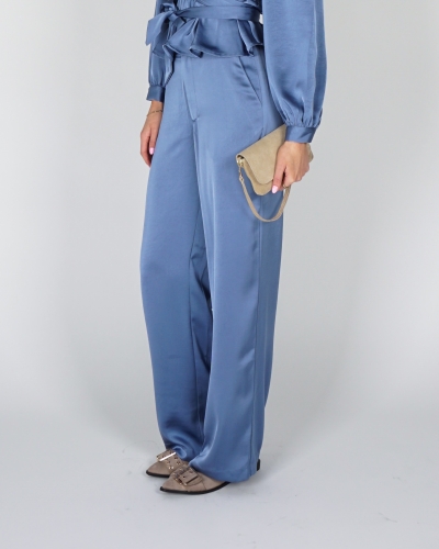 SATIJNEN PANTALON EMMET BLAUW