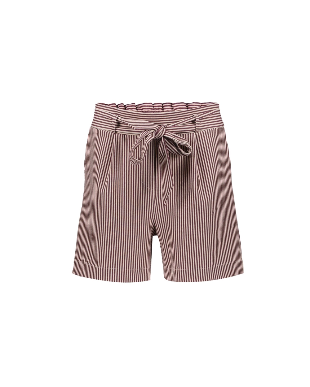GESTREEPTE SHORT MET STRIKDETAIL ROOD ECRU