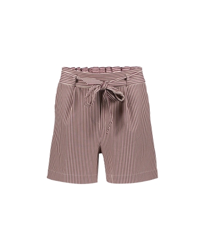 GESTREEPTE SHORT MET STRIKDETAIL ROOD ECRU