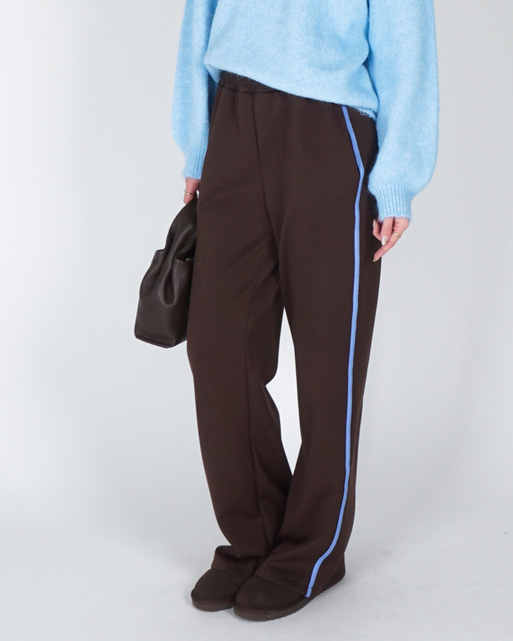 BROEK MET BIES BRUIN/BLAUW