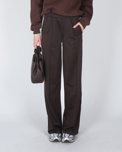 My Jewellery BRUINE WIJDE JOGGER BROEK MET STREPEN