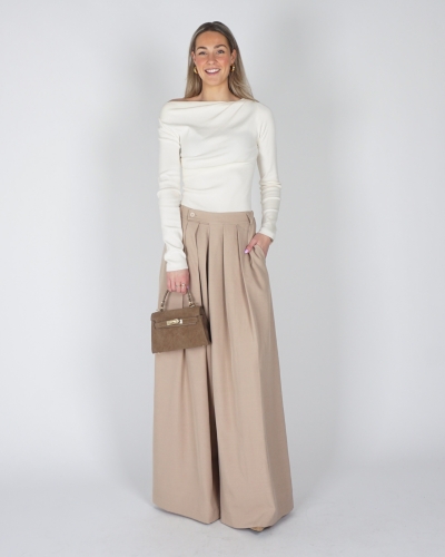 PANTALON MET PLOOIEN CAMEL
