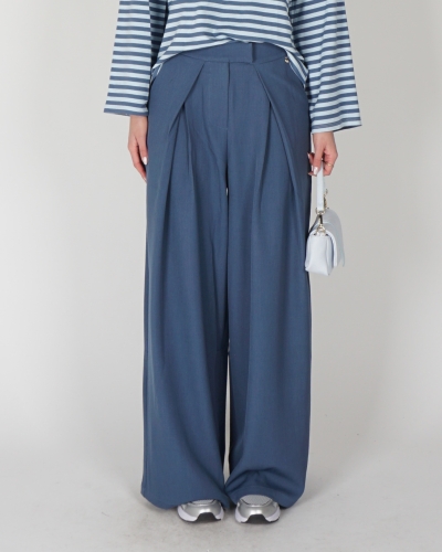 PANTALON DUBBELE PLOOI KESVER BLAUW