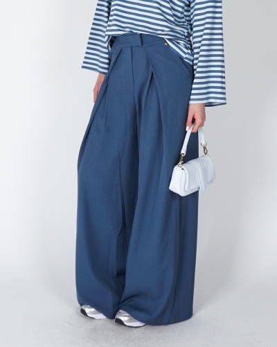 PANTALON DUBBELE PLOOI KESVER BLAUW