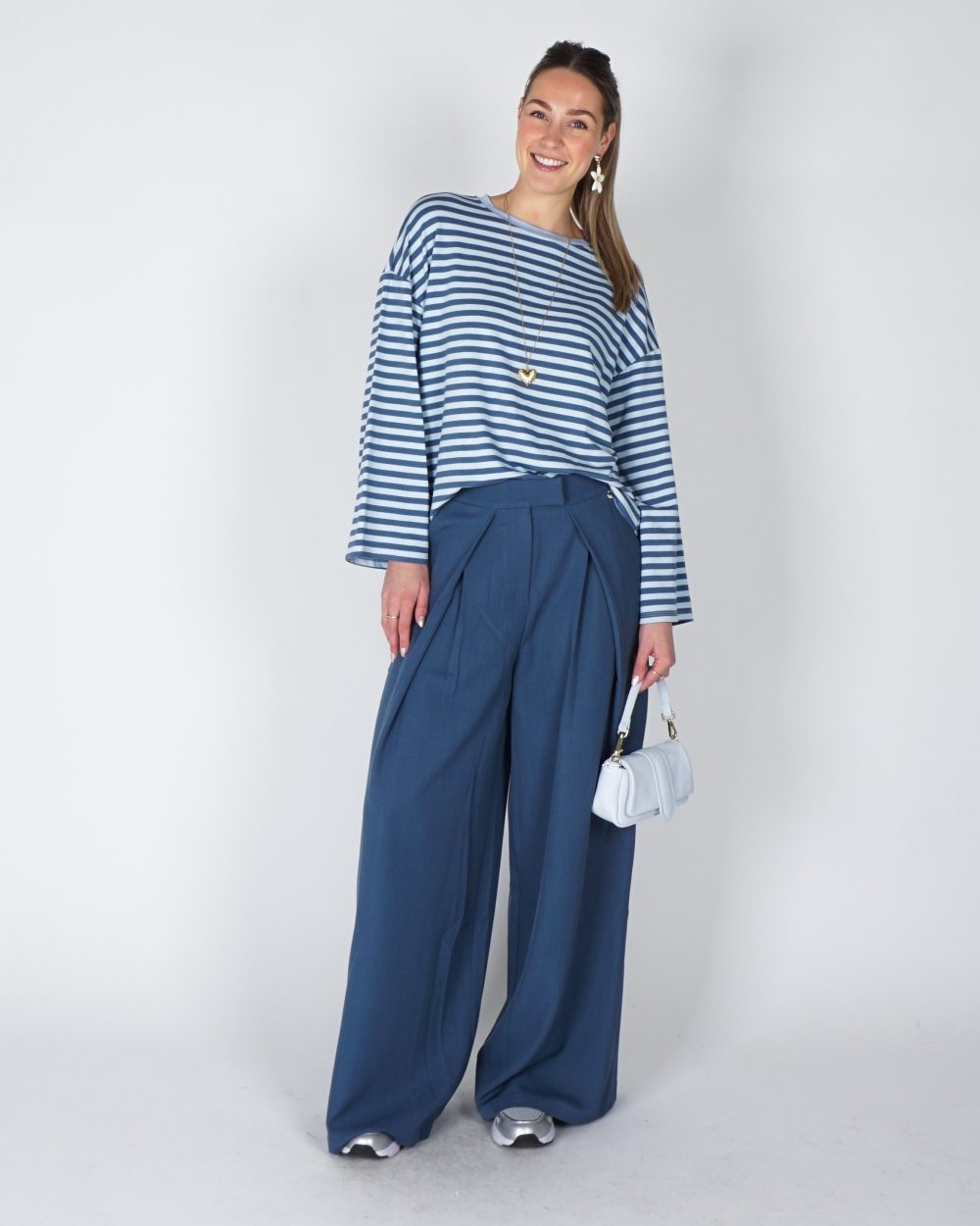 PANTALON DUBBELE PLOOI KESVER BLAUW