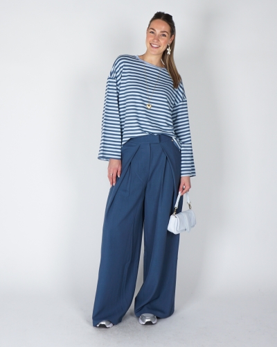 PANTALON DUBBELE PLOOI KESVER BLAUW