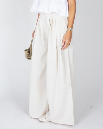 PANTALON IN LINNEN LOOK BEIGE