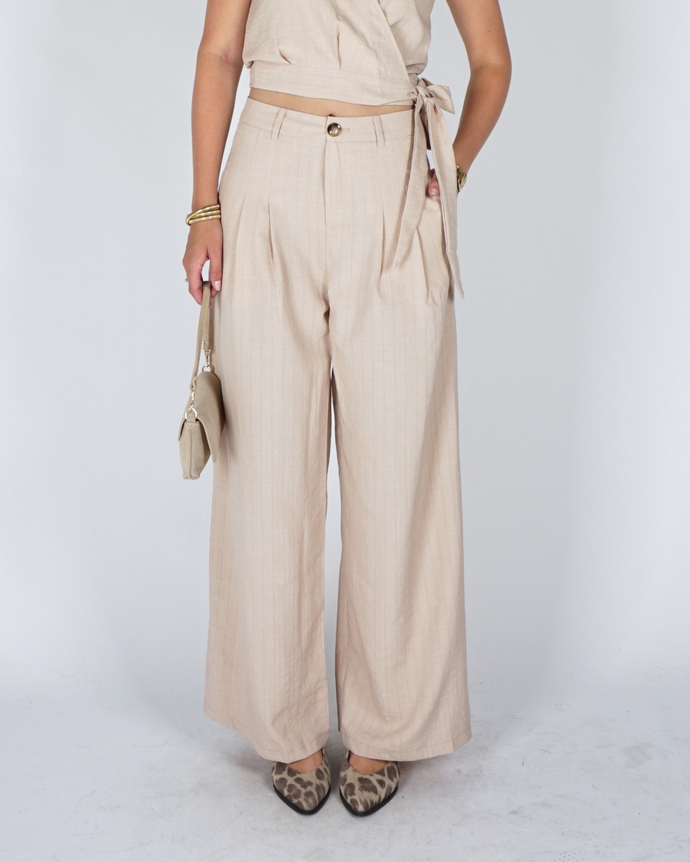 WIDE LEG PANTALON IVI BEIGE