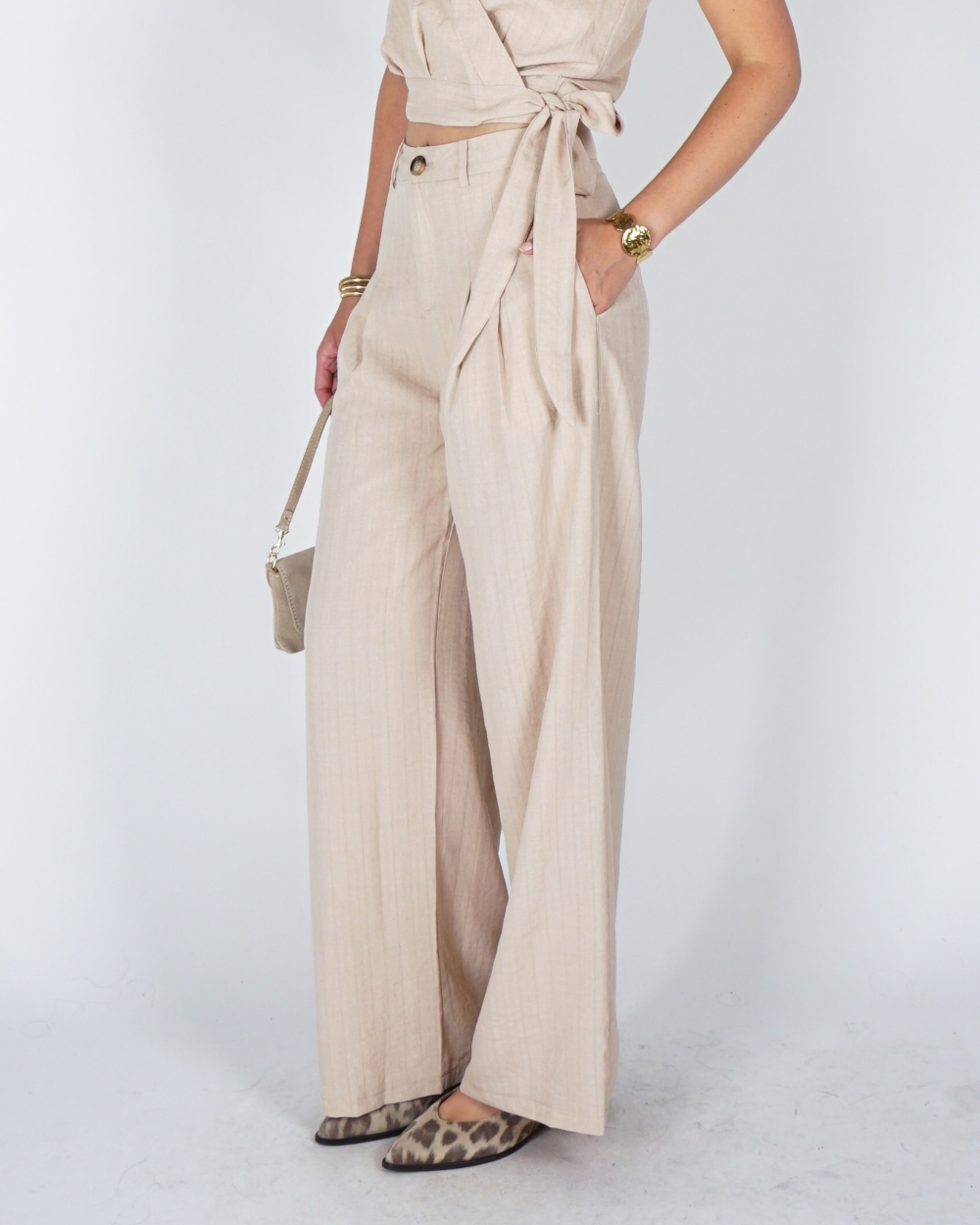 WIDE LEG PANTALON IVI BEIGE