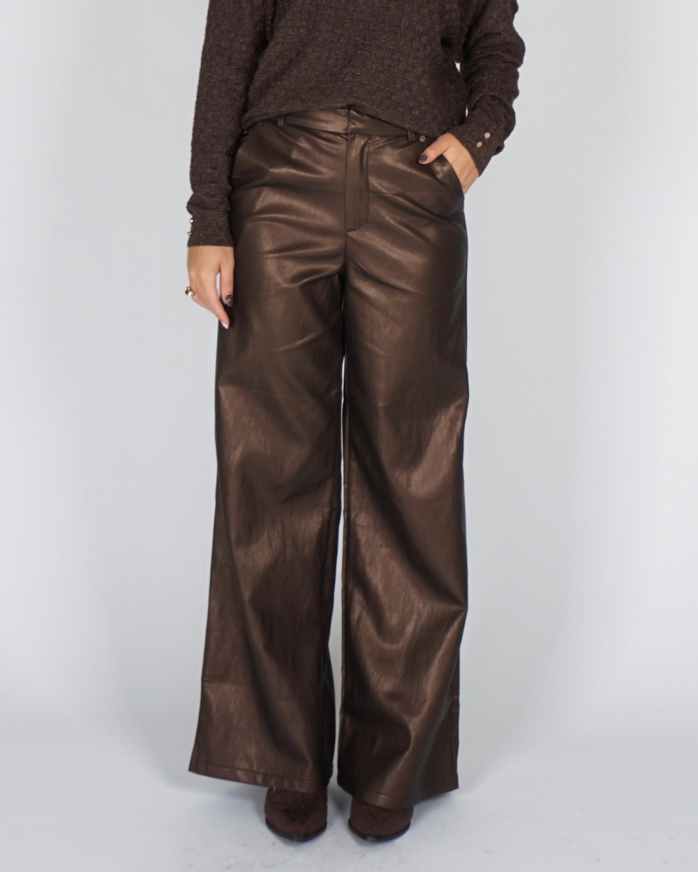 Nukus PANTS BODINE PU Bruin