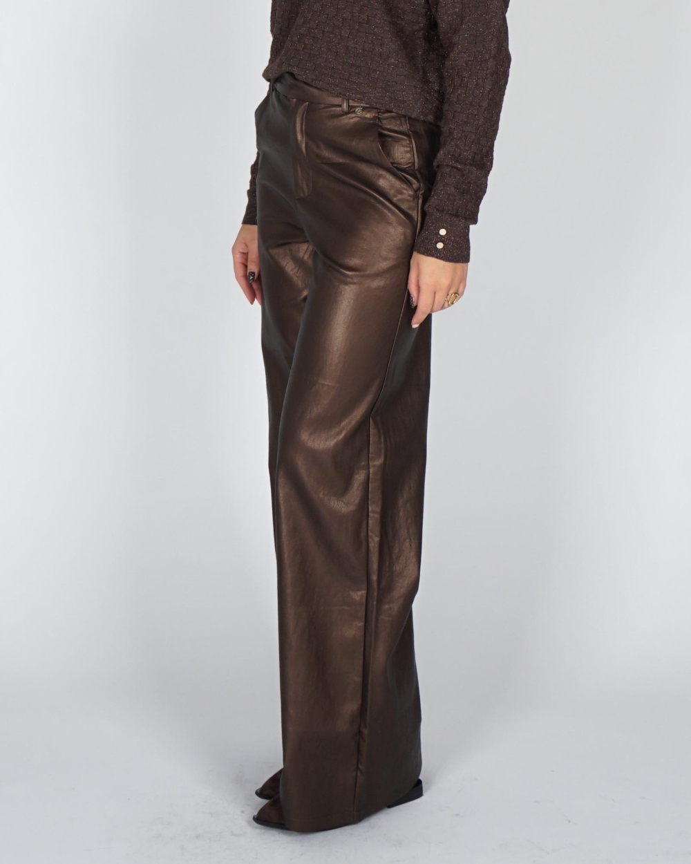 Nukus PANTS BODINE PU Bruin