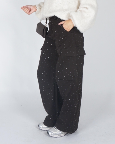 Gossip CARGO BROEK MET STRASS Donkerbruin