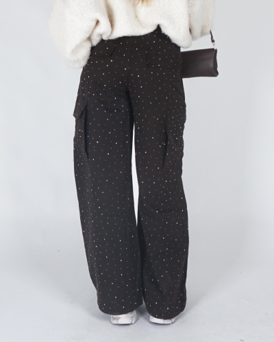 Gossip CARGO BROEK MET STRASS Donkerbruin