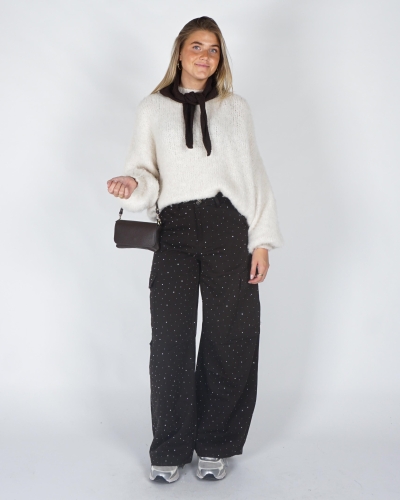 Gossip CARGO BROEK MET STRASS Donkerbruin