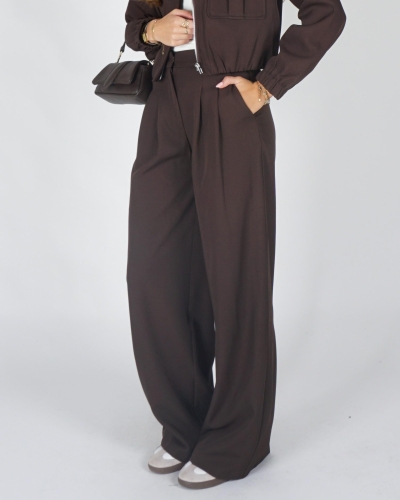Gossip WIDE LEG PANTALON LULU Donkerbruin