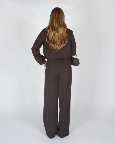 Gossip WIDE LEG PANTALON LULU Donkerbruin
