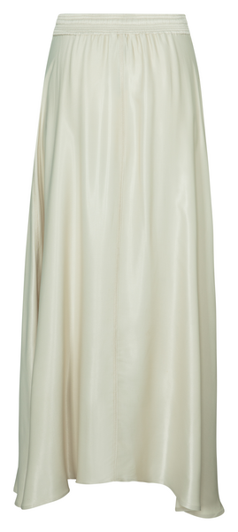 LONG SATIN ASYMMETRICAL SKIRT OFF WHITE