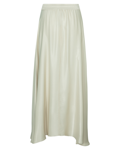 LONG SATIN ASYMMETRICAL SKIRT OFF WHITE