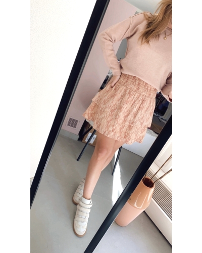 YAYA PRINT SKIRT WITH SMOCKED WAIST SAND