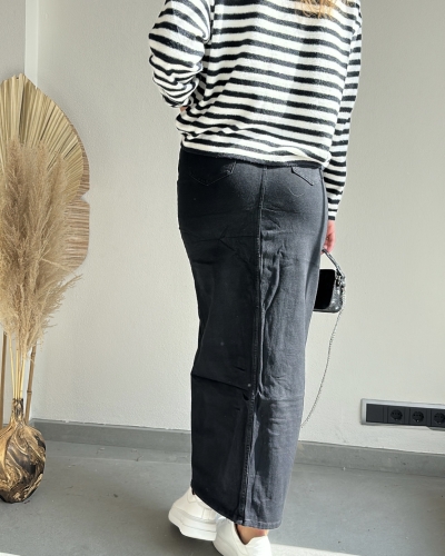 MAXI ROK DENIM ZWART