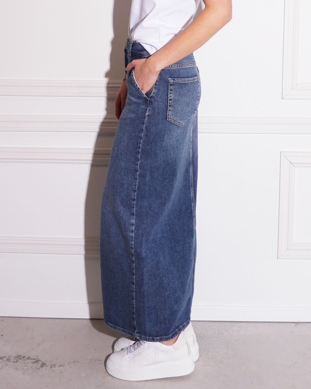 MAXI DENIM ROK BLAUW