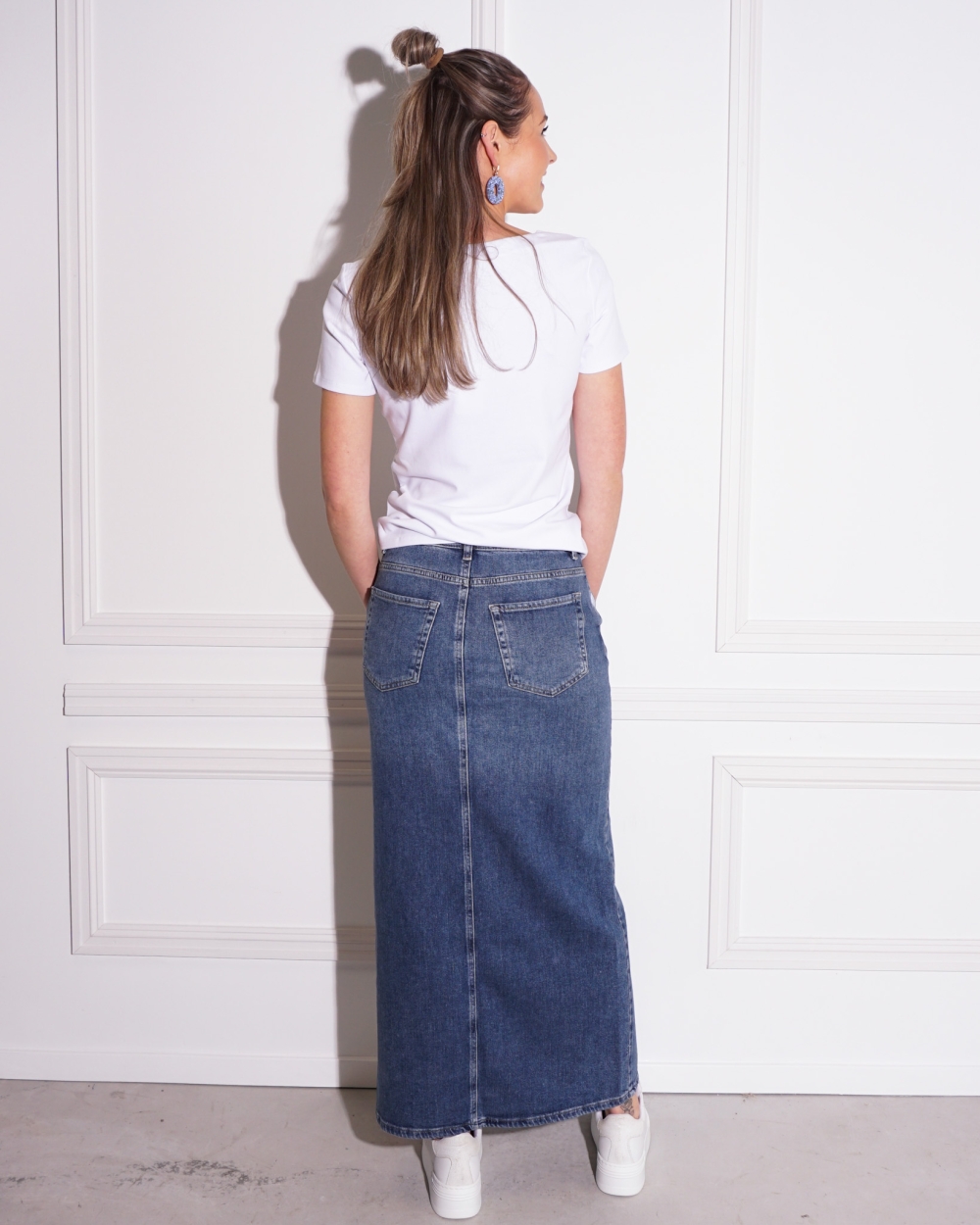 MAXI DENIM ROK BLAUW