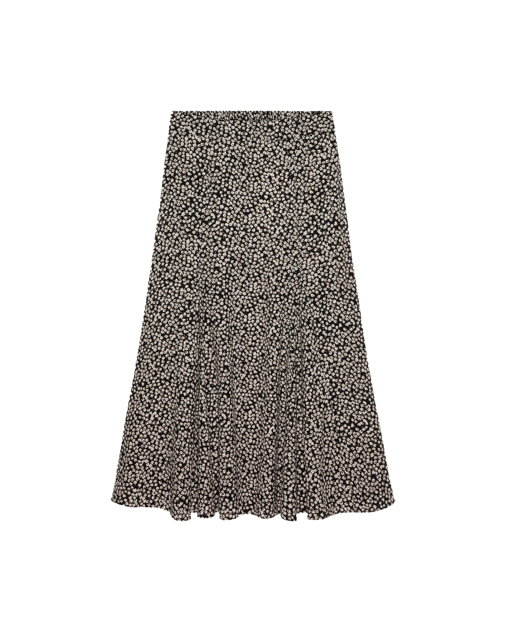 FLOWERS MIDI ROK ZWART WIT