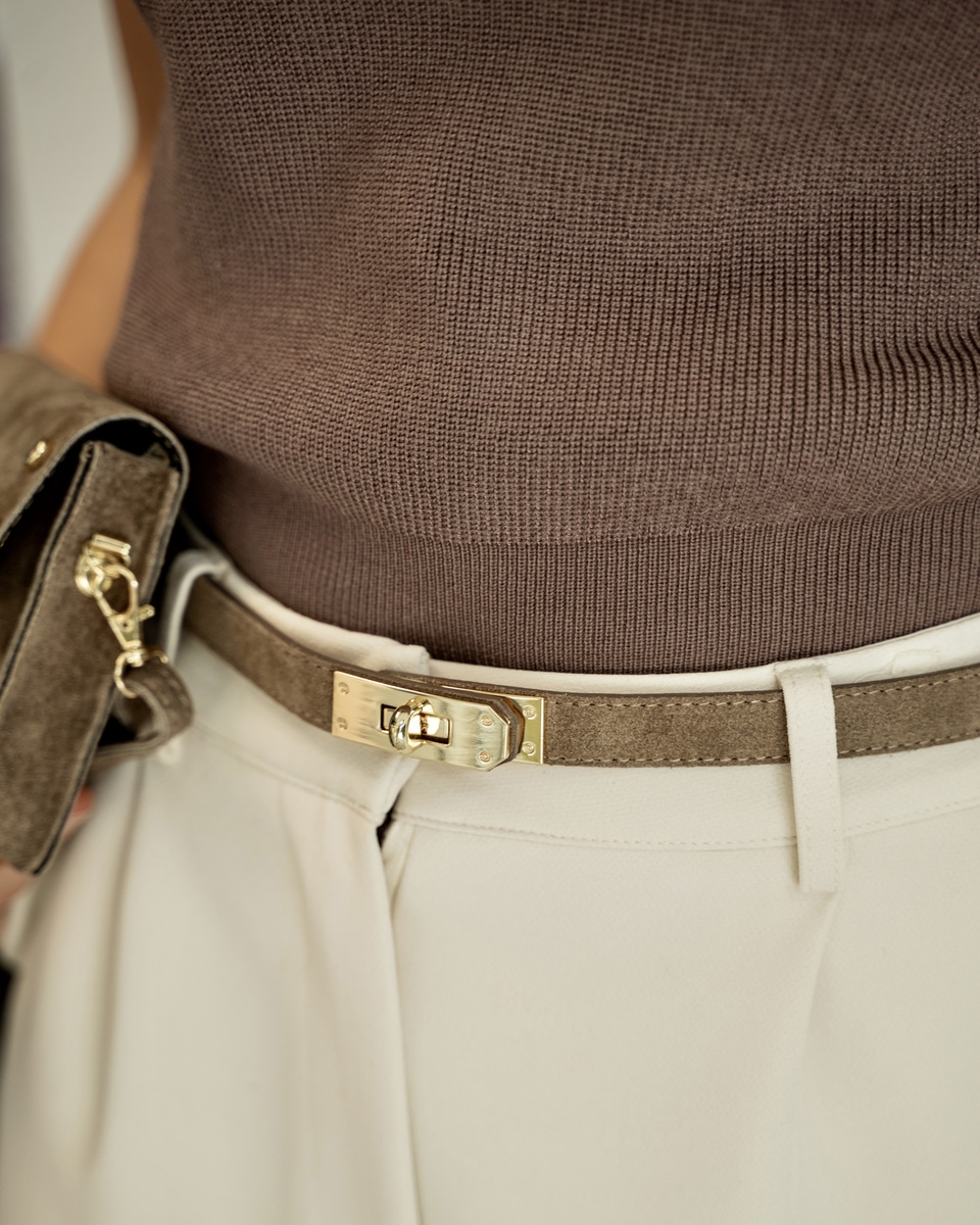 SCHAKELRIEM GARCIA SUEDE TAUPE