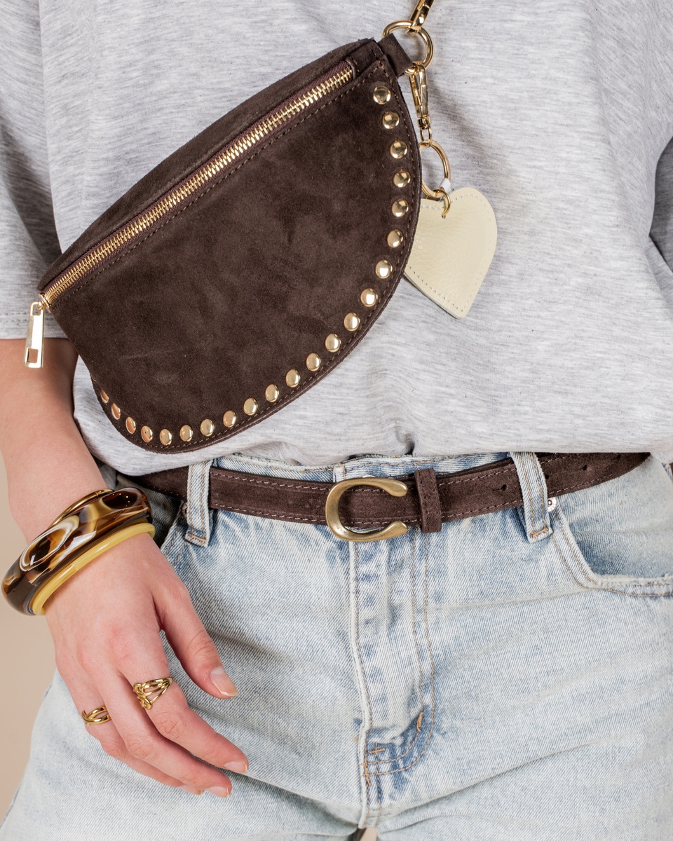 CECE RIEM SUEDE DONKERBRUIN