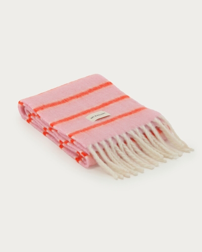 ROZE SJAAL MET RODE STREPEN EN FRANJES