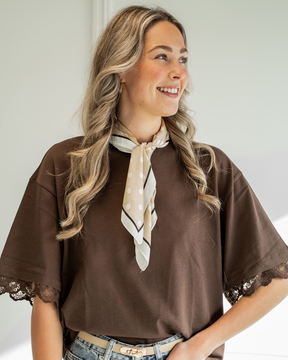 POLKADOT SJAALTJE BEIGE 