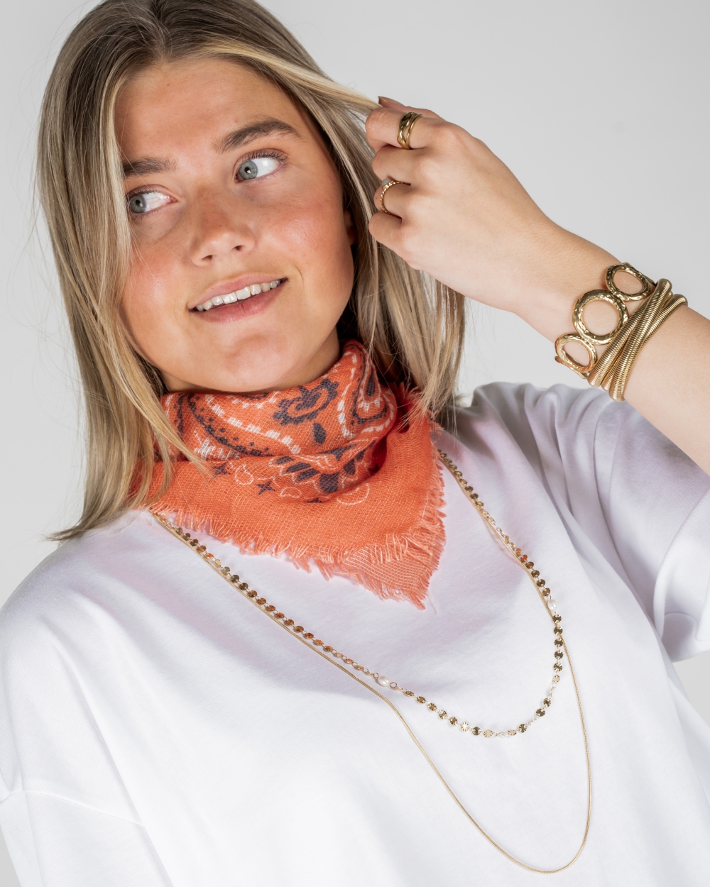 SJAAL PAISLEY PRINT FEE ORANJE