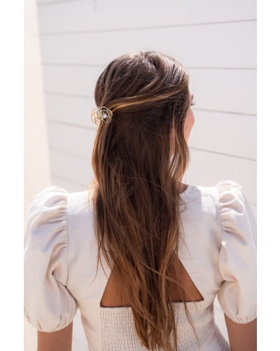 ROZEN HAARCLIP MET PAREL