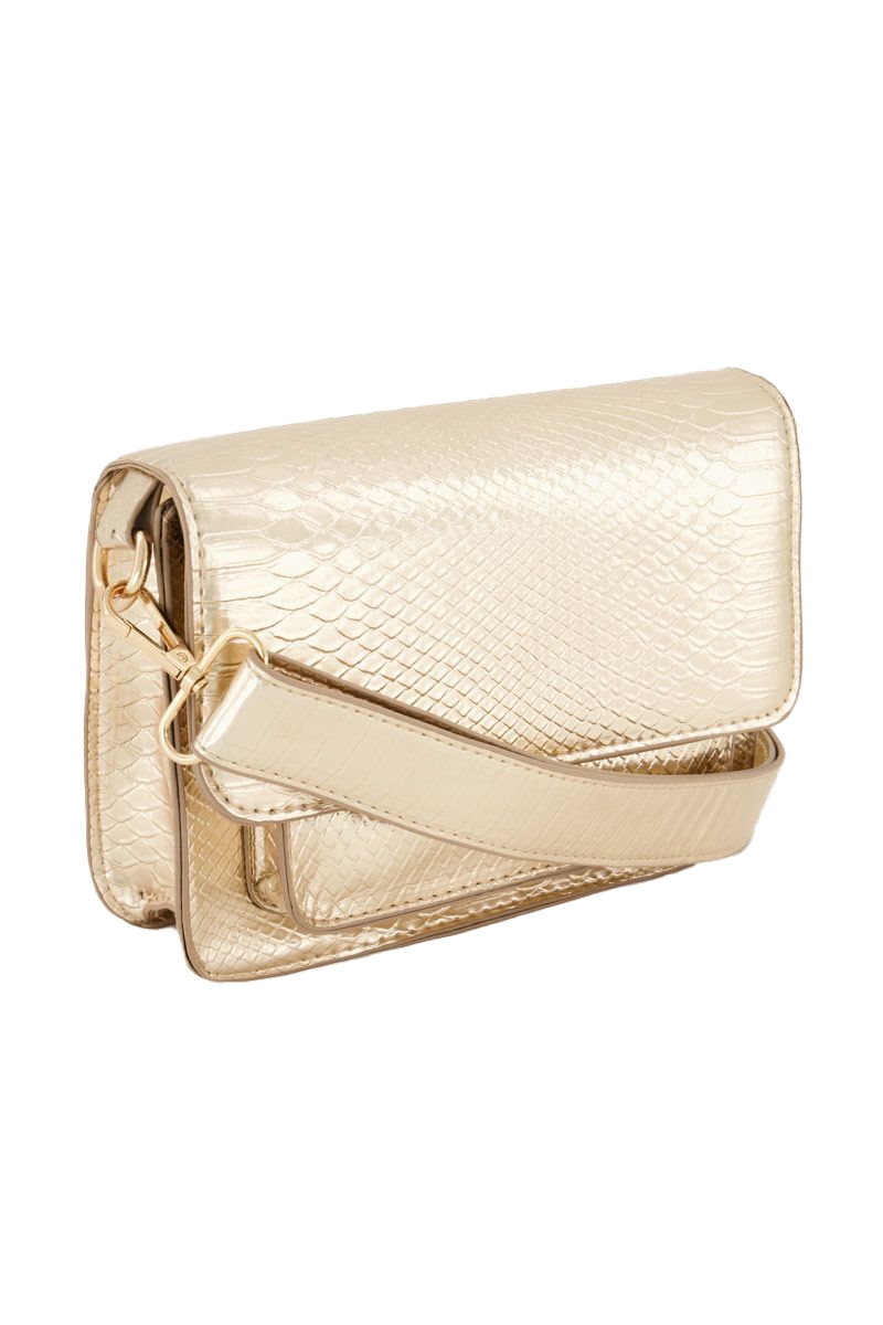 SCHOUDERTAS CROCO PRINT GOUD