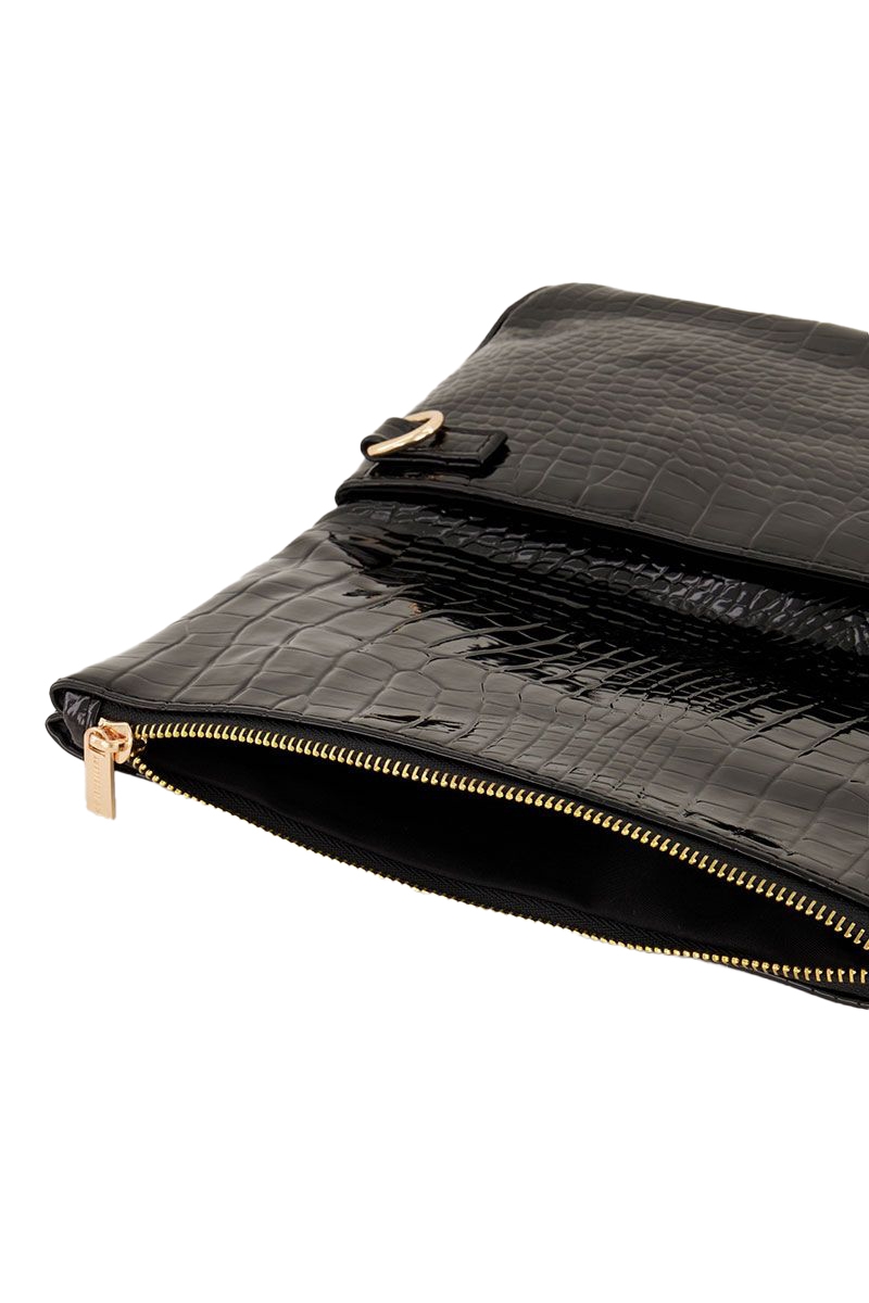 SCHOUDERTAS MET GOUDKLEURIGE DETAILS ZWART 