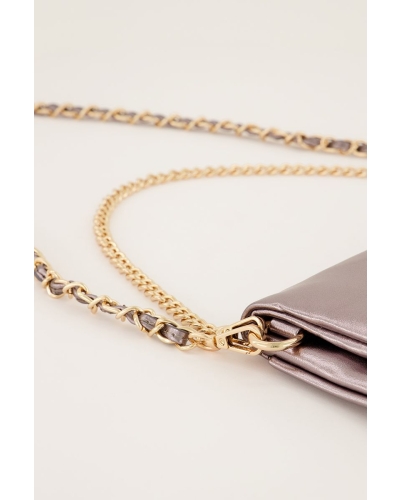 SCHOUDERTAS MET GOUDKLEURIGE DETAILS ZILVER 