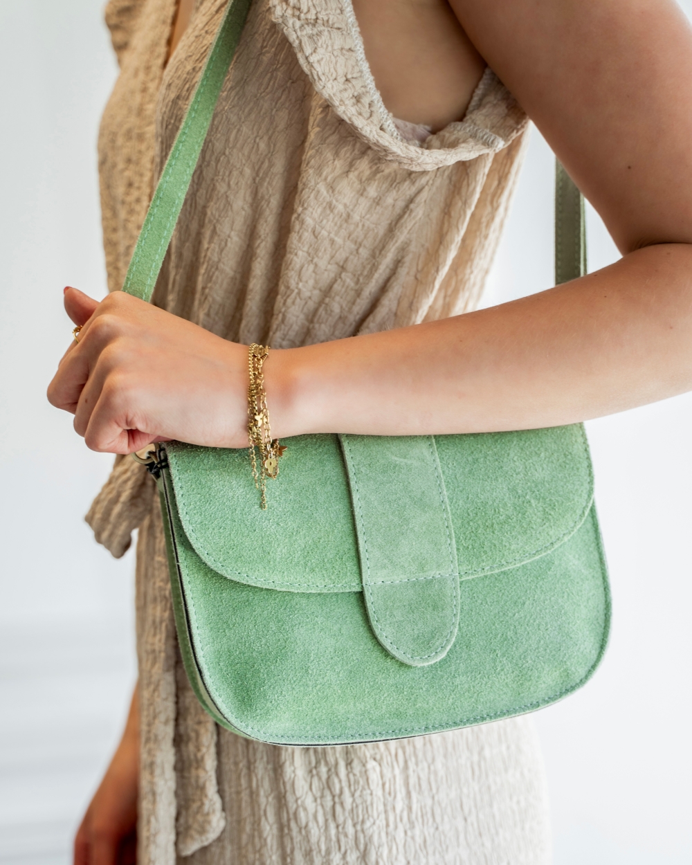 TAS MAAN SUEDE SALIE GROEN