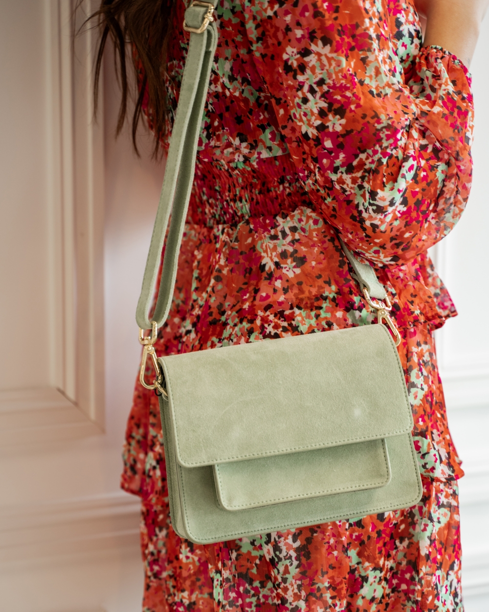 TAS FENNA SUEDE GROEN