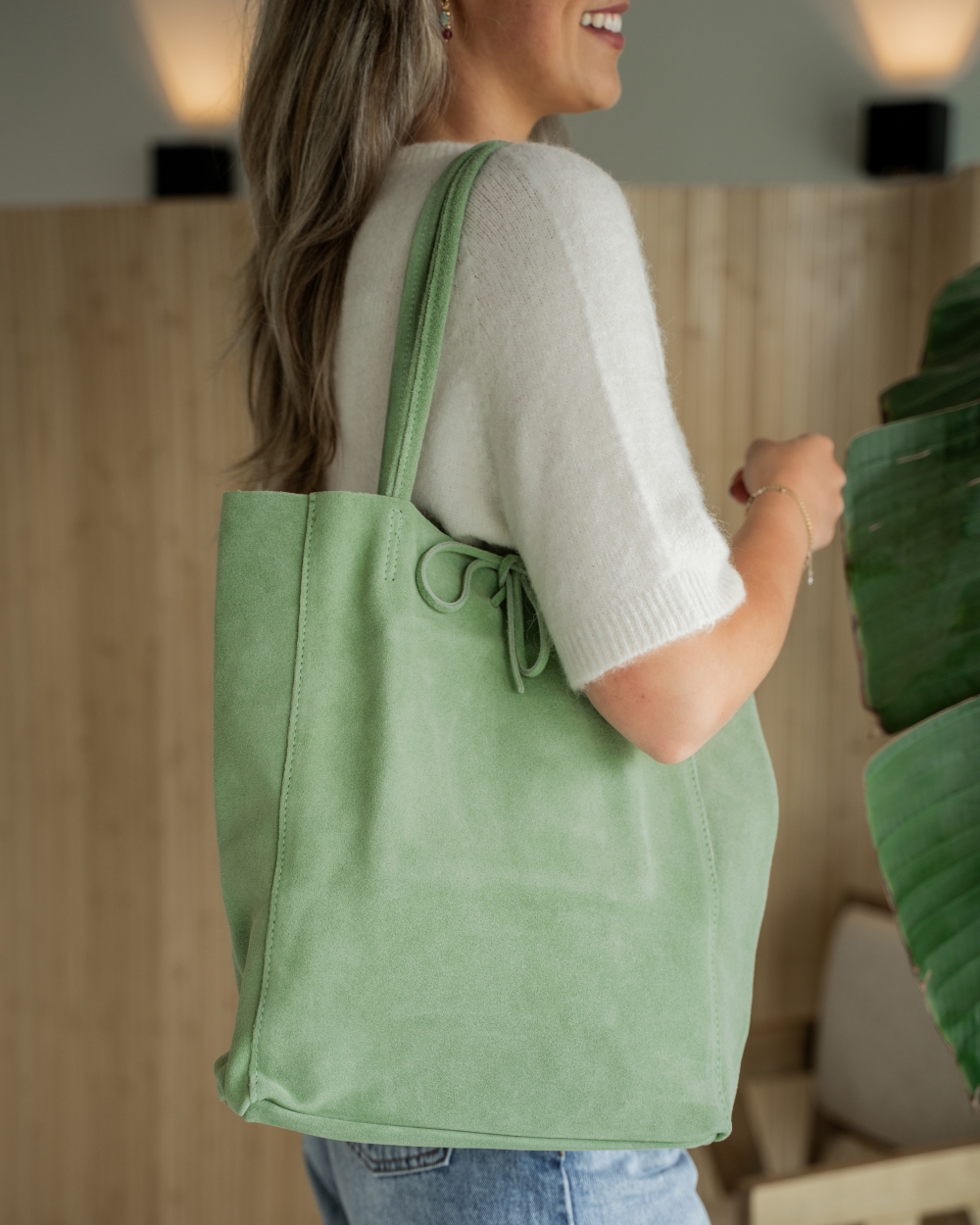TAS MIA SUEDE GROEN