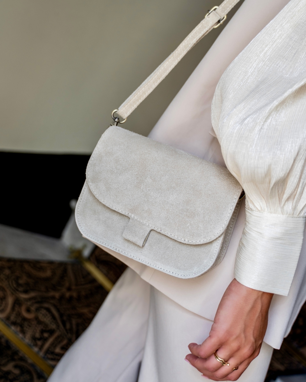 TAS FLORA SUEDE ECRU