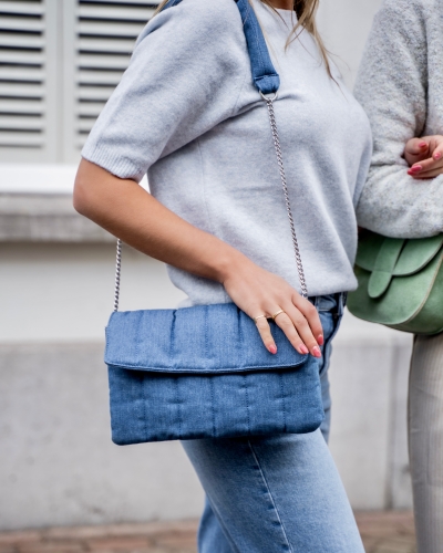 YAYA PADDED DENIM TAS BLAUW