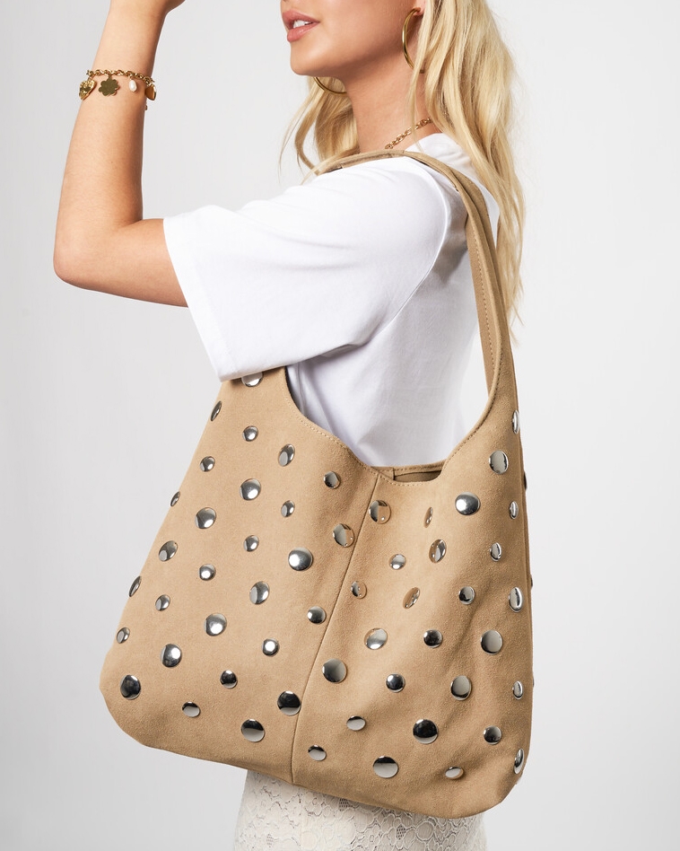 SCHOUDERTAS STUDS BEIGE