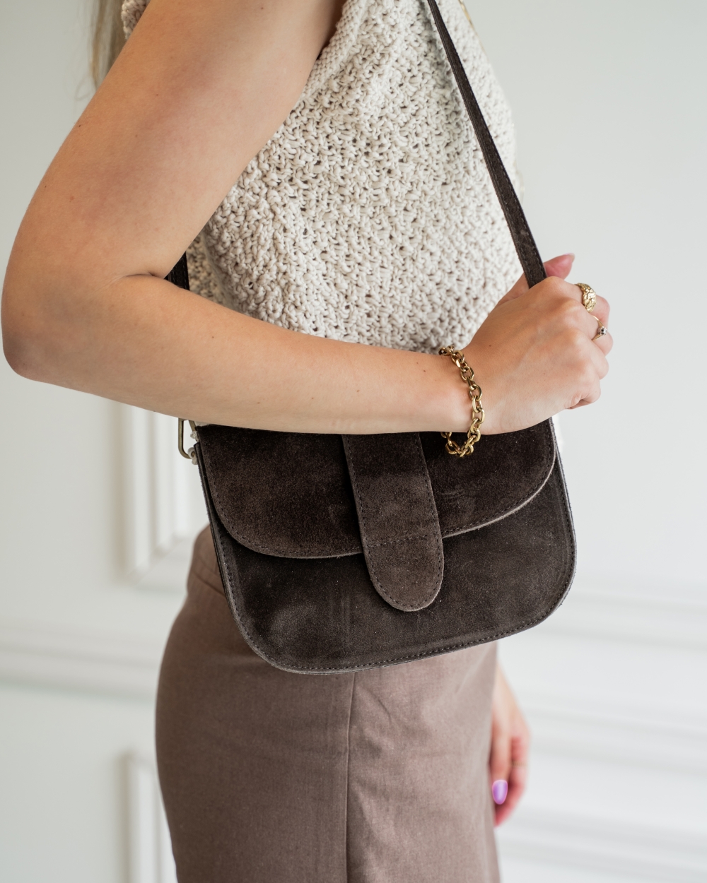 TAS MAAN SUEDE DONKERBRUIN