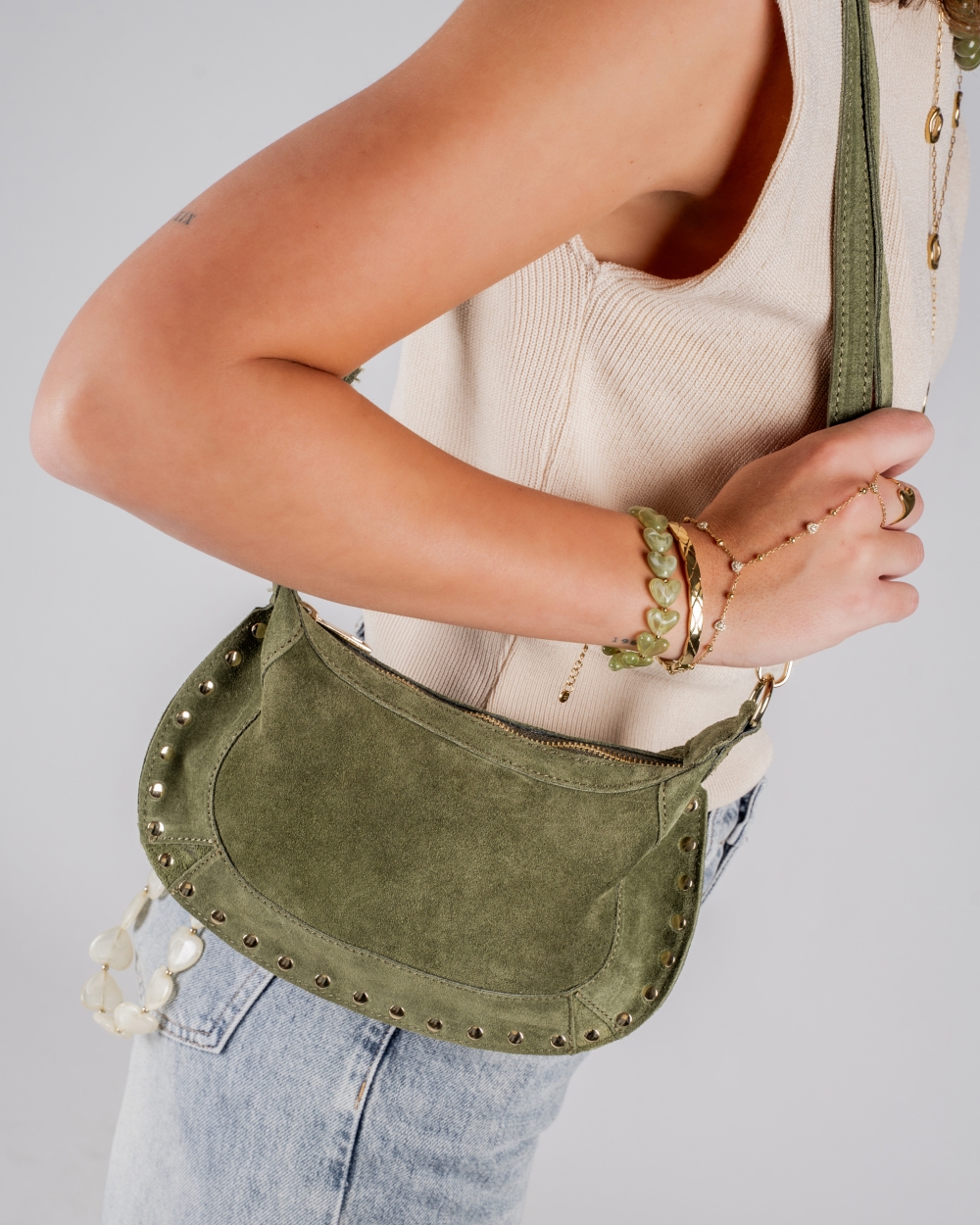 TAS MONICA SUEDE GROEN