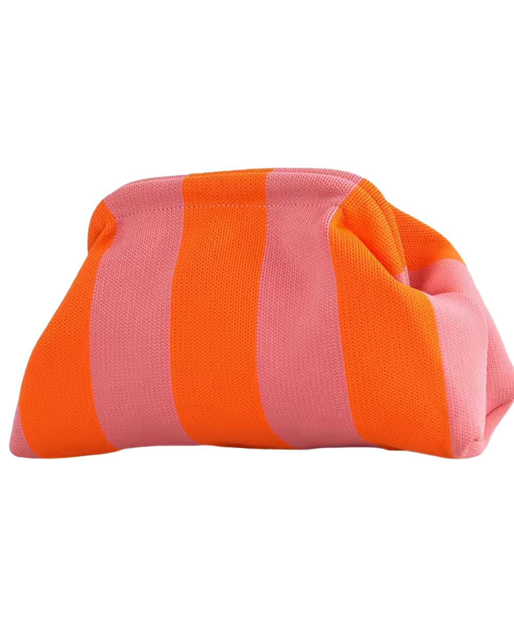 CLUTCH GESTREEPT ORANJE/LICHTROZE