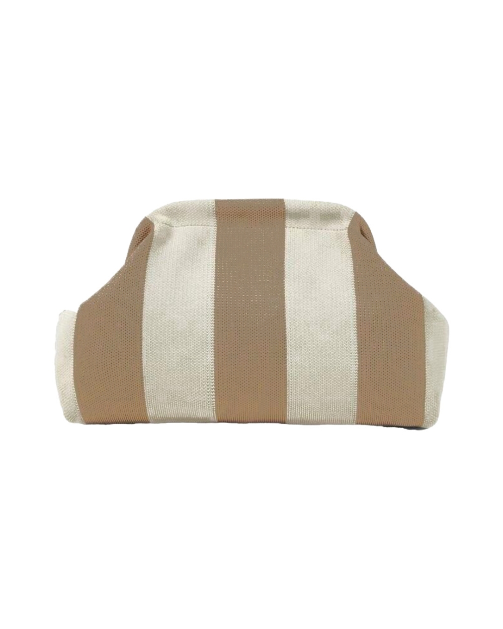 CLUTCH GESTREEPT TAUPE/ECRU