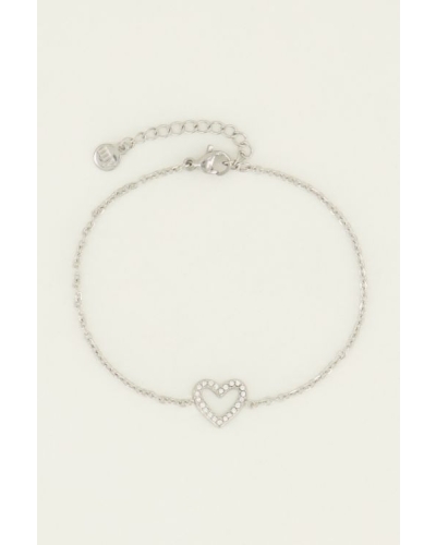 My Jewellery ARMBAND OPEN HART STEENTJES ZILVER